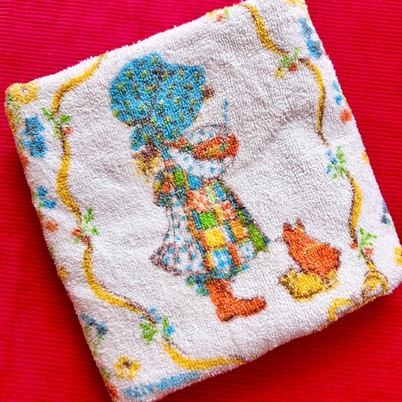 Vintage Holly Hobbie 60s/70s Cotton Kitsch Hand Towel - Picture 1 of 5